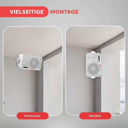 Pyle 3,5-tollised õuekõlarid 200 W – 3-suunalised veekindlad Bluetooth-kõlarid sise- ja välistingimustes kasutamiseks bassrefleksiga – komplektis seinakinnitus ja toiteplokk, aeda, basseini ja elutuppa (paar)