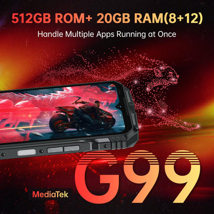 DOOGEE S118 Outdoor Smartphone Android 14 (2024), 20GB RAM+512GB ROM Outdoor Mobile Phone Without Contract, 10800mAh(33W) Construction Site Phone, 6.58” FHD+ 120Hz, 50MP+12MP Night Vision, G99/ IP68/ IP69K/ 4G Dual SIM/NFC