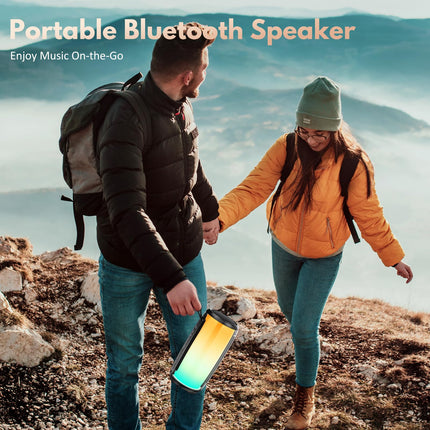Tisco Portable Bluetooth Speaker with LED Light - Waterproof Music Box Bluetooth 5.3, Loud HD Stereo Sound, Powerful Bass, TF Card/USB/AUX Support, Suitable for Outdoor/Party/Travel