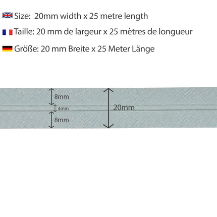 Les Petits Rubans'i kaldservapaber – 20 mm lai, volditud 10 mm, 25 m rullis, 50% puuvill, 50% polüester, õmblemiseks, bänneritele, polsterdusele, mööblile, ääristele, rõivastele, tekkidele
