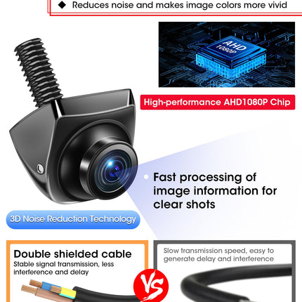 【Kõrge ühilduvus】Tagurduskaamera 360° pööratav tahavaatekaamera autole, toetab AHD 1080P/720P/NTSC/PAL mudeleid, tahavaatekaamerad auto matkaautodele, super öise nägemisega, IP69K parkimisabi, 170° lainurk