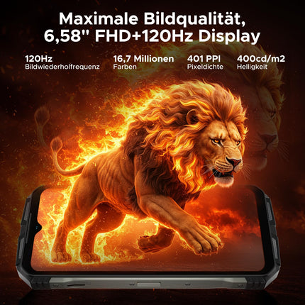 DOOGEE V MAX S 5G lukustamata õuenutitelefon, 22000mAh 33W, 24GB+256GB, 6.58" FHD+ 120Hz õuenutitelefon Android 14, kahekordne 1200LM telkimisvalgusti ehitusplatsi telefon 108MP+20MP, kahekordne kõlar/NFC/IP69K