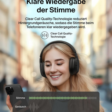 Belkin SoundForm Isolate mürasummutavad kõrvaklapid, juhtmevabad Bluetooth-kõrvaklapid, mikrofoniga peakomplekt, kõrvapealsed kõrvaklapid 60-tunnise esitusajaga, sügav bass, CloudCushion kõrvaklapid – mustad
