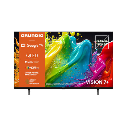 Grundig 43 VOE 84 Q 43-tolline (108 cm) QLED-teler, VPI 1800, Google TV, 4K UHD, Dolby Vision, HDR10+, filmipildi täiustamine, sisseehitatud Chromecast, Bluetooth, nutiteler, must
