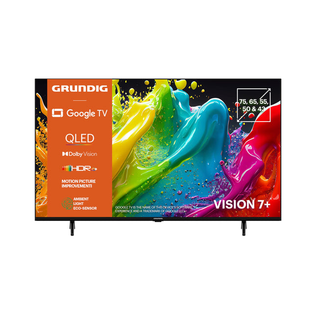 Grundig 43 VOE 84 Q 43-tolline (108 cm) QLED-teler, VPI 1800, Google TV, 4K UHD, Dolby Vision, HDR10+, filmipildi täiustamine, sisseehitatud Chromecast, Bluetooth, nutiteler, must