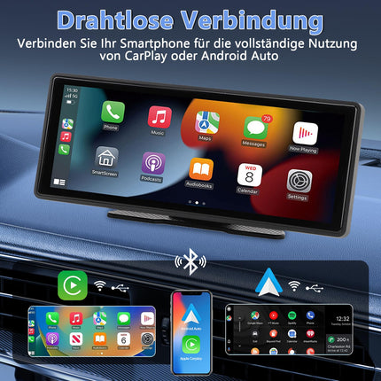 WODHMIEY 10.26 inch IPS Touchscreen Wireless CarPlay &amp; Android Auto, 1080P HD Portable Car Radio with Wi-Fi, Bluetooth, Voice Control, AUX/FM Transmission, Navigation System for Car, Truck, RV