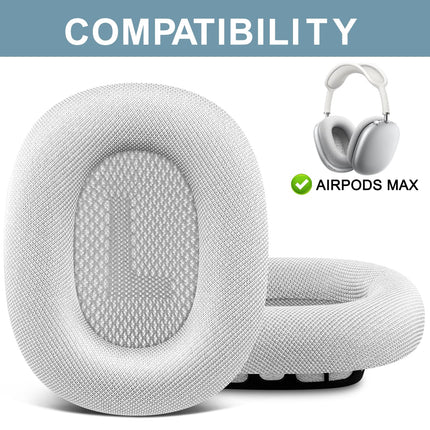 SOPROM Ear Pads Replacement for Airpods Max Over-Ear Headphones, Ear Cushions with Durable Mesh, Soft Foam - White