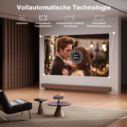 Nutikas projektor 4K【Netflix Official &amp; Dolby Audio】 28000L autofookusega/6D trapetsikorrektsiooniga projektor Full HD 1080P, VOPLLS ​​​​WiFi6 Bluetooth-toega 4K videoprojektor kodukino/välistingimustes kasutamiseks PS5/mobiiltelefoni projektor