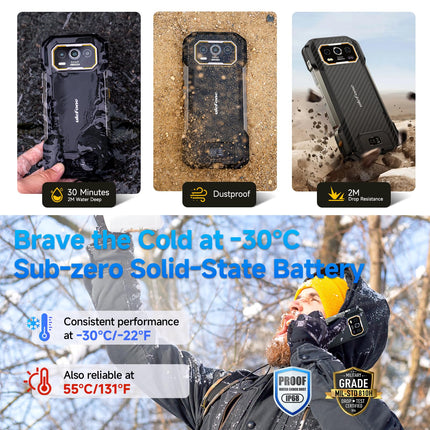Ulefone Armor 27 Outdoor 4G Smartphone 10600mAh 6.78 inch FHD+ 120Hz, 50MP + 64MP Night Vision Outdoor Mobile Phone Without Contract, 256GB + 16GB/2TB Android 14, Dual SIM 4G/NFC/GPS/IP69K