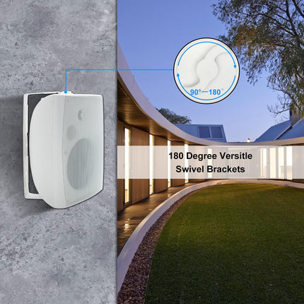 Herdio 6.5-inch Outdoor Speakers Waterproof Passive 2-Way 400W Wall Speakers with Powerful Bass for Patio Home Indoor Poolside Deck Backyard (Pair, White)