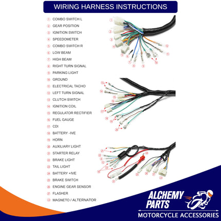 Universal Motorcycle Wiring Harness Loom Kit Cable Bicycle Scooter Quad ATV Moped