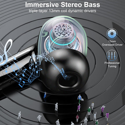Bluetooth Headphones, Wireless Headphones Bluetooth 5.4 HiFi Stereo, In-Ear Headphones with ENC Noise Cancelling Mics, IP7 Waterproof Earbuds, 50 Hours Playtime Wireless Headphones with LED Display, USB-C