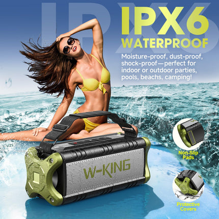W-KING Bluetooth Speaker Large 90W Peak, Bluetooth Music Box, 50W Deep Bass, IPX6 Waterproof, Portable Party Loud Speaker Boxes, Boombox Outdoor Speaker, 40H, EQ, Power Bank, AUX, TF, NFC