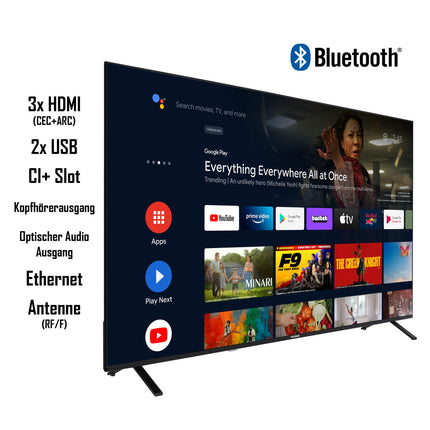Telefunken Android TV 65-tolline televiisor (4K UHD nutiteler, HDR Dolby Vision, kolmekordne tuuner, Dolby Atmos) XU65AN751S