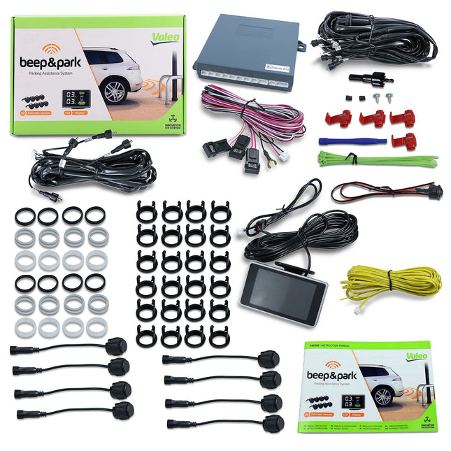 VALEO 632202 Parking Aid Beep&amp;Park Kit: 8 Sensors + 1 LCD Display Front or Rear Installation
