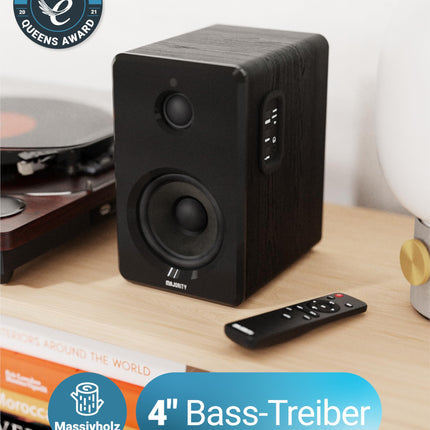 MAJORITY D40 Bluetooth-kõlarid | 60 W 2.0 aktiivkõlar | Stuudiomonitor 4-tollise draiveriga | Riiulikõlarid HiFi-stereo jaoks optiliste, RCA, USB ja AUX sisenditega | Kaugjuhtimispult