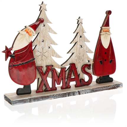 com-four® Decorative stand for Christmas - Santa Claus made of varnished wood - Premium Christmas decoration for standing (01 piece - Santa Claus 26cm)