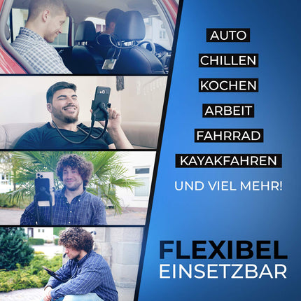 Flex'n'Chill Original Neck Phone Holder, with padding, gooseneck phone stand, phone holder when lying in bed for all smartphones, iPhone, Samsung, neck holder