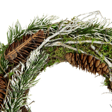 Natural wreath with moss, fir branches, cones, brushwood 25cm Christmas wreath, decorative wreath, wreath, Advent wreath, door wreath, Christmas decoration, willow wreath, flower wreath, rattan wreath, candle wreath, wreaths blank, table decoration