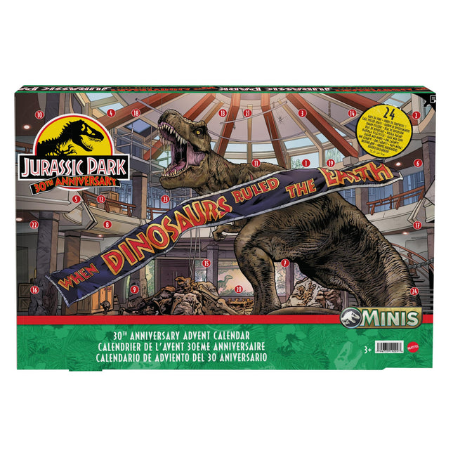 JURASSIC WORLD 30. aastapäeva advendikalender - 24 ust minidinosauruste, inimfiguuride ja põneva mänguala osadega lastele vanuses 4 aastat ja vanemad, HTK45