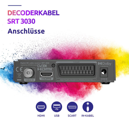 STRONG - Digitaalne HD kaabelvastuvõtja SRT 3030 - TV vastuvõtja kaabeltelevisioonile - Dolby Audio - DVB-C HDMI, SCART ja USB ühendustega - Energiasäästufunktsioon - Kasutajasõbralik menüü - Must
