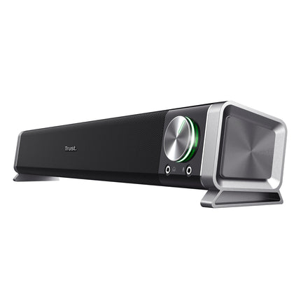 Trust Asto Soundbar 12 W peak power (6 W RMS), PC speaker, USB operation, 3.5 mm AUX connection, stereo sound system, computer speakers for PC, laptop, monitor, TV, music, audio - Black