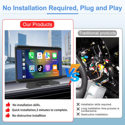 Podofo juhtmevaba Carplay autoraadio kaasaskantav Android Auto 7-tolline juhtmevaba autostereo vastuvõtja 1080P tahavaatekaamera, Carplay ekraan Bluetooth Mirror Link Siri FM AUX-iga