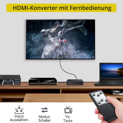 PROZOR HDMI muundur 3x1 HDMI lüliti koos heli ekstraktoriga, analoog-optiline Toslink SPDIF väljund, tugi 4K 3D, IR-puldiga, HDMI-kaabel, USB-laadimiskaabel, 3,5 mm isas-2 RCA emaskaabel