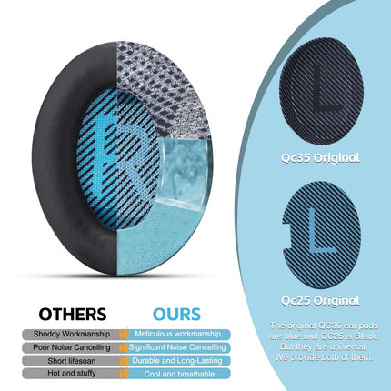 Jahutusgeel QuietComfort 35 / QC35 ii vahetuskõrvapadjad Bose kõrvaklappidele, ühilduvad Bose QC25 QC2 QC15 / Around-Ear 2 AE2i AE2w / SoundTrue ja SoundLink seeriaga, sinised ja mustad
