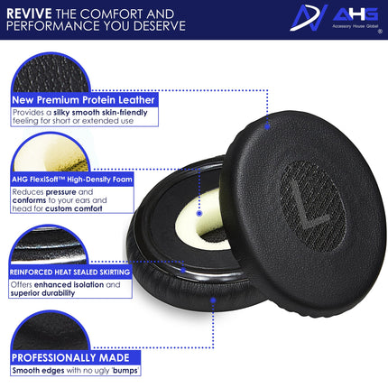 Premium Replacement SoundLink On-Ear Ear Pads Cushions Compatible with Bose SoundLink On-Ear Headphones, Bose On-Ear Wireless, Bose On-Ear 2 (OE2), and Bose SoundTrue On-Ear Headphones (Triple Black)