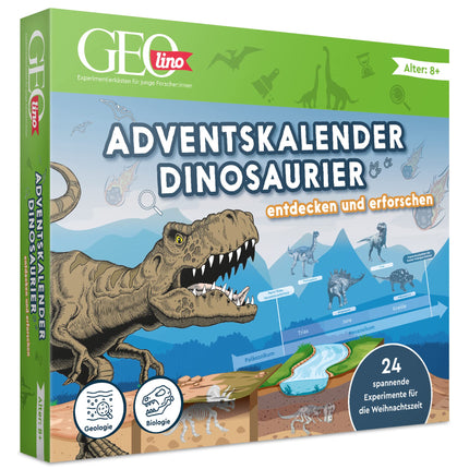 FRANZIS 67205 - GEOlino advendikalender: Avasta ja uuri dinosauruseid, 24 põnevat jõulueksperimenti, lastele vanuses 8 ja vanemad