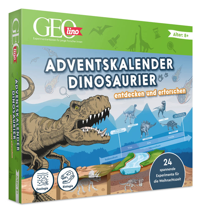 FRANZIS 67205 - GEOlino advendikalender: Avasta ja uuri dinosauruseid, 24 põnevat jõulueksperimenti, lastele vanuses 8 ja vanemad