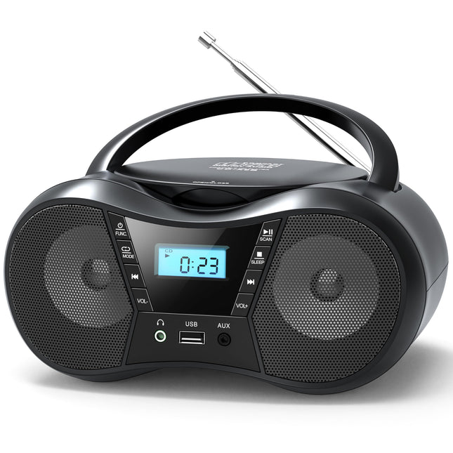 Greadio kaasaskantav CD-mängija Bluetooth 5.1, Boombox-raadio CD-mängijaga, USB, AUX-sisend, vooluvõrgust ja akult töötav, LCD-ekraan, ühildub CD/CD-R/CD-RW-ga, CD-mängija koju või õue
