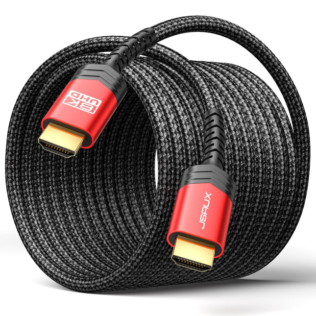 JSAUX 8K HDMI-kaabel 7,5 meetrit, HDMI 2.1 kaabel, kiire Etherneti ühendus 48 Gbps, 8K@60Hz, 4K@120Hz, UHD HDR 10+, eARC, Dolby Vision, 3D, VRR, ühildub PS4 Pro, PS5, 8K mängude ja teleriga