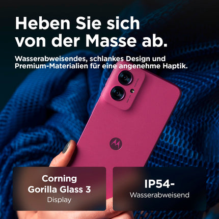 Motorola Moto g55 5G nutitelefon (6,49-tolline FHD+ ekraan, 50 MP kaamera, 8/256 GB, 5000 mAh, Android 14) Twilight Purple (vegan sünteetiline nahk), koos kaitseümbrisega [Ainult Amazonis]