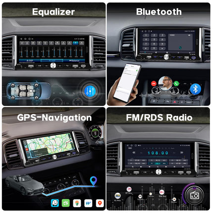 1-DIN autostereo juhtmevaba CarPlayga, Android Auto, Podofo Android raadio, 6,9-tolline puutetundliku ekraaniga automängija, mis toetab Bluetoothi/EQ/Mirror Linki, USB-A ja USB-C sisendit