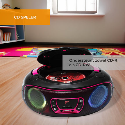 Denver Electronics TCL-212BT CD Radio FM AUX, CD, USB, Bluetooth Mood Light Pink, 111141300011