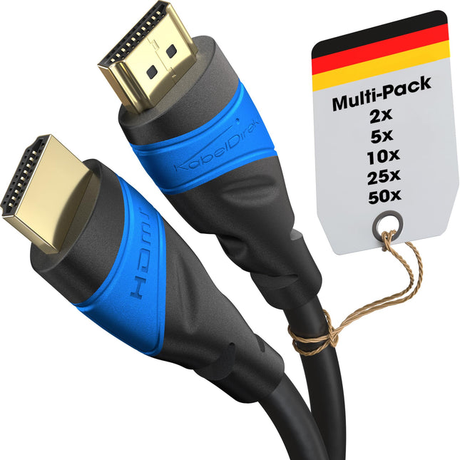 KabelDirekt – 8K ja 4K HDMI-kaabel – 5x 0,25m – Saksamaal disainitud – igale HDMI-kaabliühendusele (10K, 8K@60Hz ja 4K@120Hz, kiire HDMI 2.1 Ethernetiga, Blu-ray, PS5, Xbox Series, Switch)
