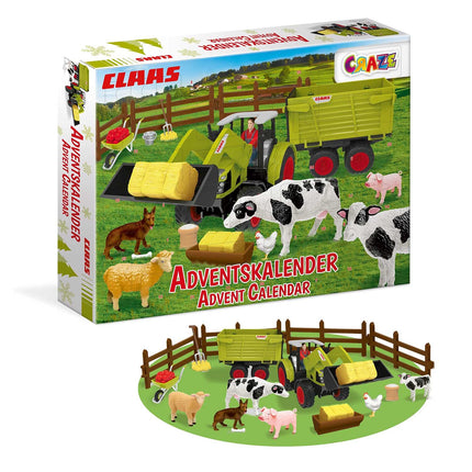 CRAZE Advent Calendar Children CLAAS Toy Advent Calendar with Farm Figures and Tractor, 24 Surprises, Advent Calendar Boys