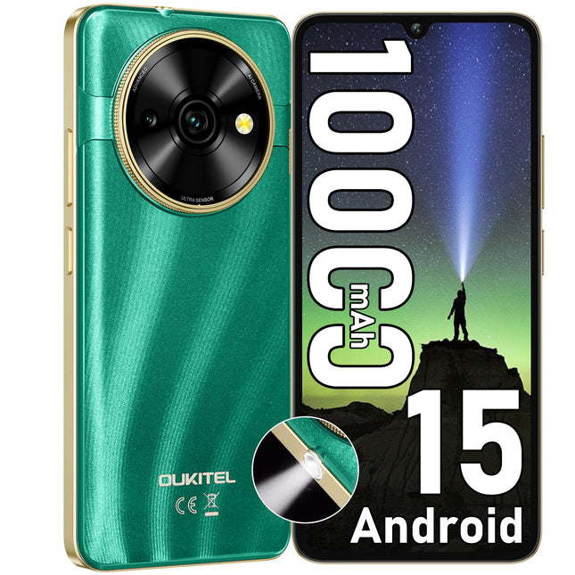 OUKITEL C59 Android 15 nutitelefon ilma lepinguta, 10000mAh mobiiltelefon odav, 16GB + 128GB mobiiltelefon ilma lepinguta, 6,88" HD+ SIM-kaardita mobiiltelefonid 120LM taskulamp, 13MP + 5MP, kahekordne 4G SIM/sõrmejälg/OTG/näotuvastusega