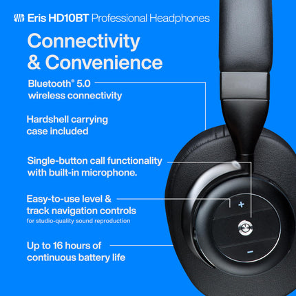 PreSonus Eris HD10BT professionaalsed kõrvaklapid aktiivse mürasummutuse ja Bluetooth-tehnoloogiaga