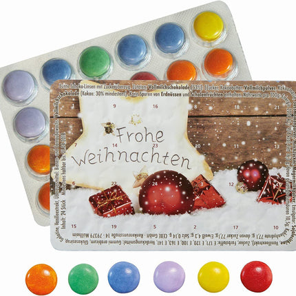 5-piece mini Advent calendar mix with chocolate buttons – perhaps the smallest Advent calendar in the world (colorful sleigh ride, Santa Claus on tour, snowmen, snail mail, look at Christmas)