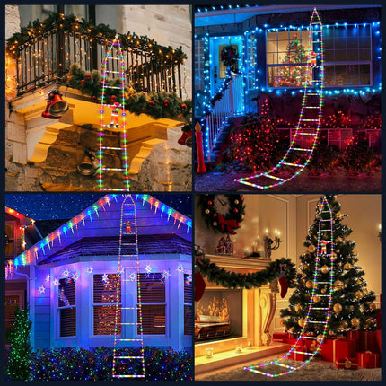 MILFECH LED jõuluvana redelikujulised tuled, 3M RGB LED jõulutuled, 8 režiimi, jõulukaunistused aknale, aeda, majja
