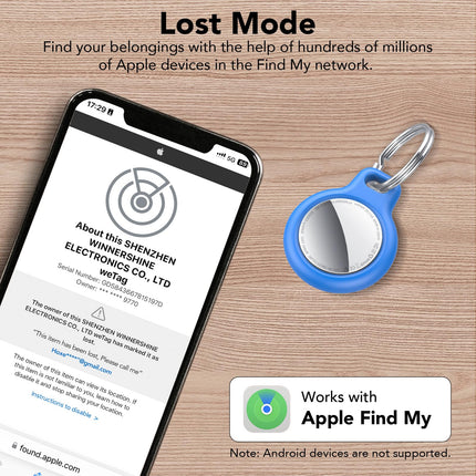 QCOQ õhujälgimissildid – 4 tk sinist, Bluetooth-jälgimissildid töötavad Apple Find My rakendusega (ainult iOS), nutikas silt kaitseümbrise/võtmehoidjaga, esemete leidja pagasi/võtmete/kohvri/seljakoti jaoks