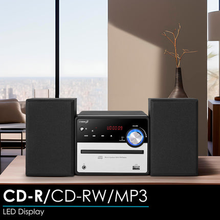 Retro HiFi music system | Stereo system | Compact system | USB | Line out | CD/MP3 | FM radio | 30 memory locations | LED display | Mini HiFi system | Stereo system with speakers |