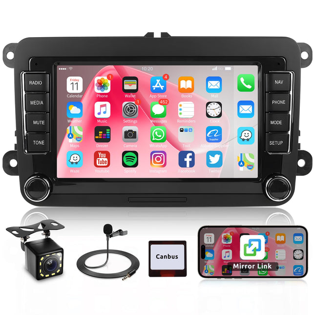 1G+32G Android autoraadio 2 DIN VW Golf 5 6 Passat Polo Tiguan Touran Caddy Skoda SEAT 7-tollise puutetundliku ekraaniga autoraadio GPS-navigatsiooniga WiFi peegliühendusega Bluetooth FM/RDS/EQ roolil juhtimisega tahavaatekaamera