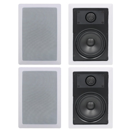 Herdio 5.25-inch Bluetooth In-Wall Speakers, Flush Mount Sound Compatible, Perfect for Indoor and Outdoor Use, Bedroom, Living Room, Home Theater (2 Pairs, Paintable Grille)