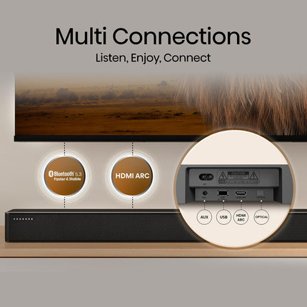 Hisense HS2100 2.1 Soundbar kodukinosüsteem juhtmevaba subwooferiga, 240W, Dolby Audio, Bluetooth, HDMI ARC/optiline/AUX/USB, must