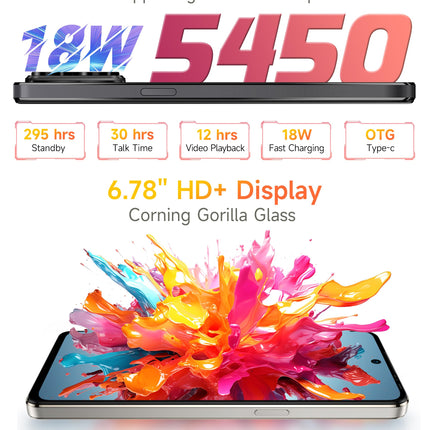 Ulefone Note 18 Pro lukustamata mobiiltelefon, 12 GB + 256 GB / 2 TB laiendatav, 64 MP + 32 MP kaameraga nutitelefon ilma lepinguta, 6,78-tolline HD+ ekraan, 5450 mAh aku, Android 14 nutitelefon, OTG/NFC/GPS/kaks SIM-kaarti - must