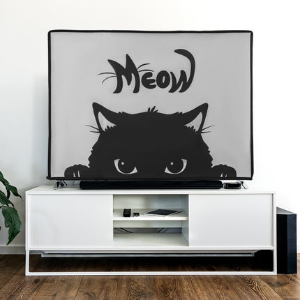 kwmobile 49-50" TV Cover - TV Screen Protector Cover - TV Screen Dust Cover - Cat Meow Grey Black